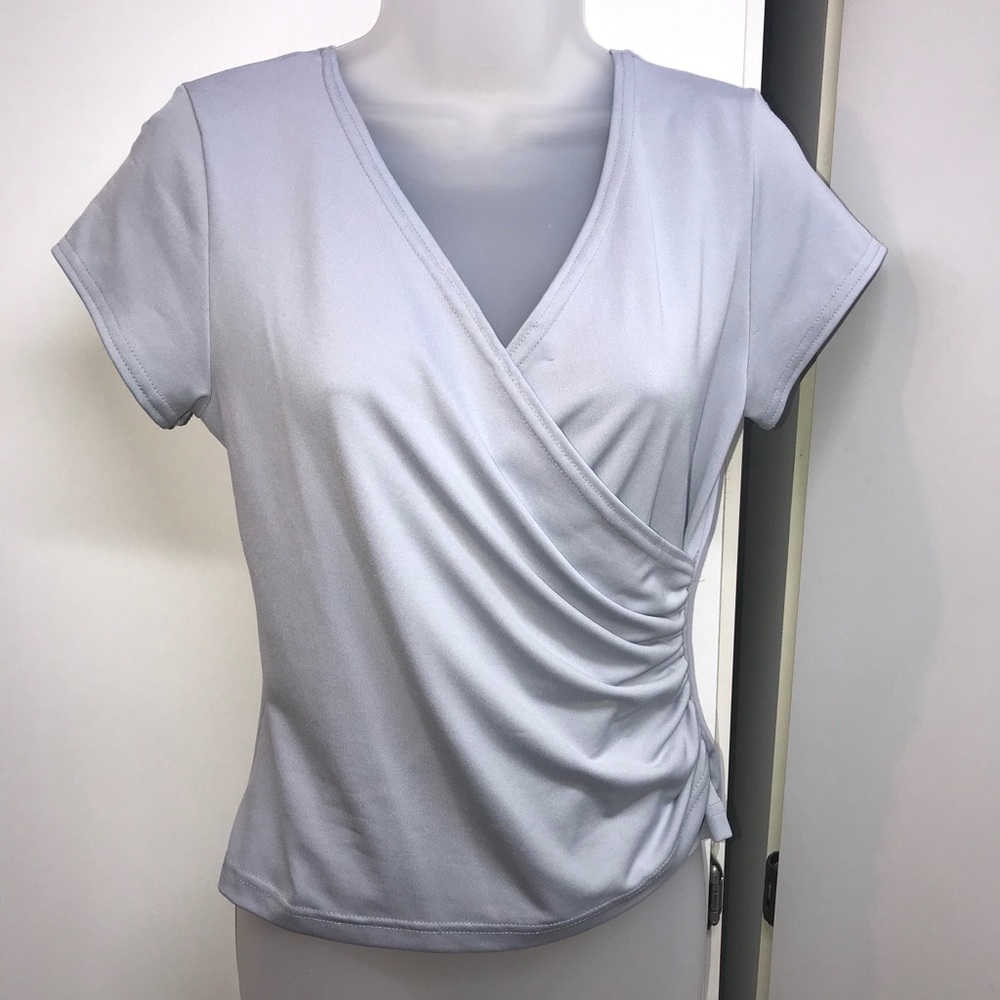 Jazz Sport gray side drape short sleeve top size L